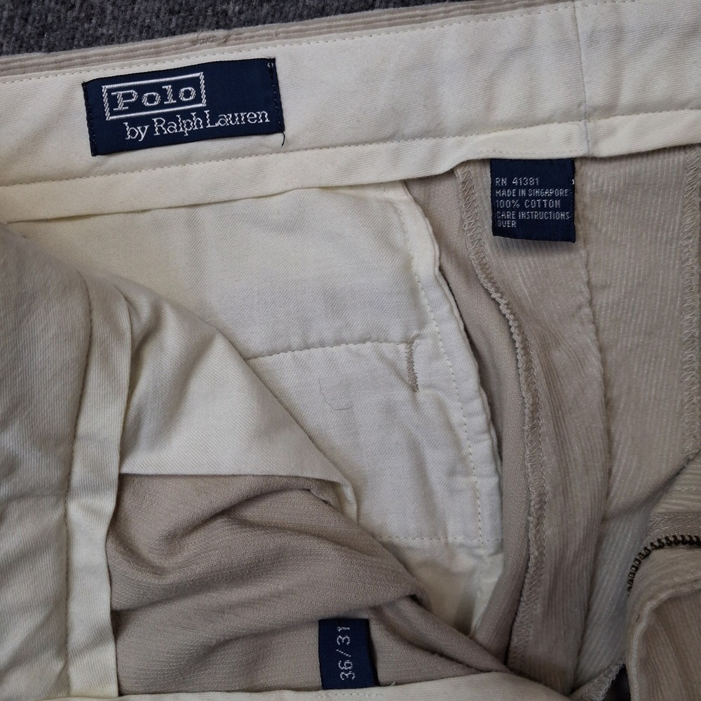 Polo Ralph Lauren Siena Corduroy Pants Mens 36x31 Pleated Cuffed Cotton Preppy - Picture 8 of 16